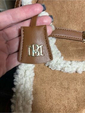 Badgley Mischka Tan and Cream Shearling Shoulder Bag